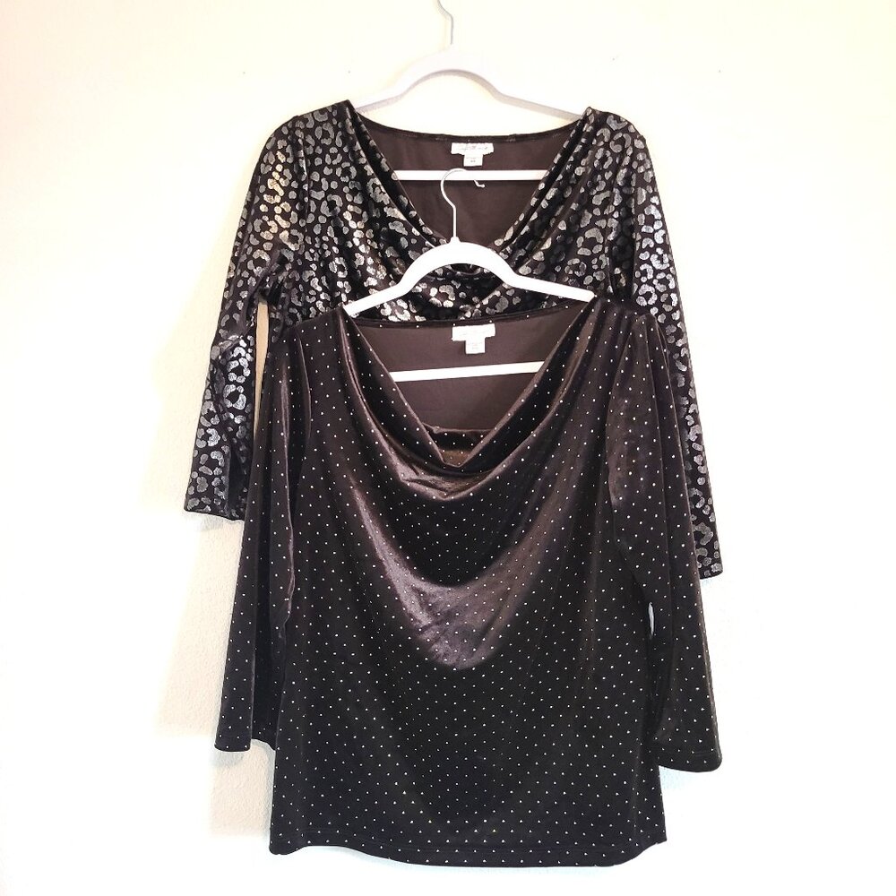Jaclyn Smith 2 Black Velvet Tops Both are in Excellent Condition!  Size L